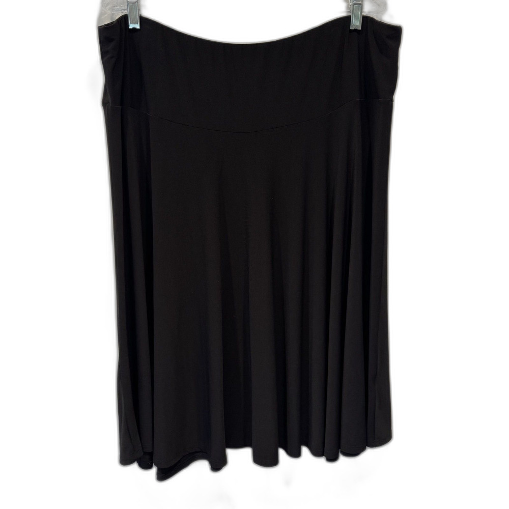Dressbarn Skirt Black Stretch A Line Flare Knee Length Pull On Women sz 22/24